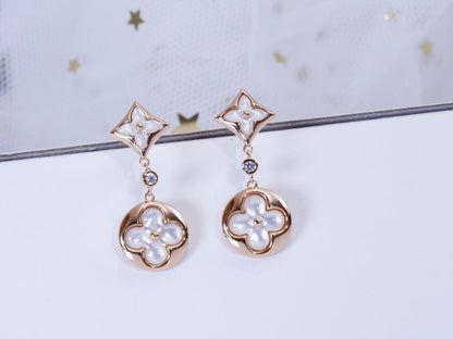 [：Polaidi Jewelry]STAR AND SUN PINK GOLD MOP DROP EARRINGS