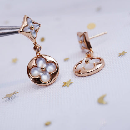 [Polaidi Jewelry]STAR AND SUN PINK GOLD MOP DROP EARRINGS