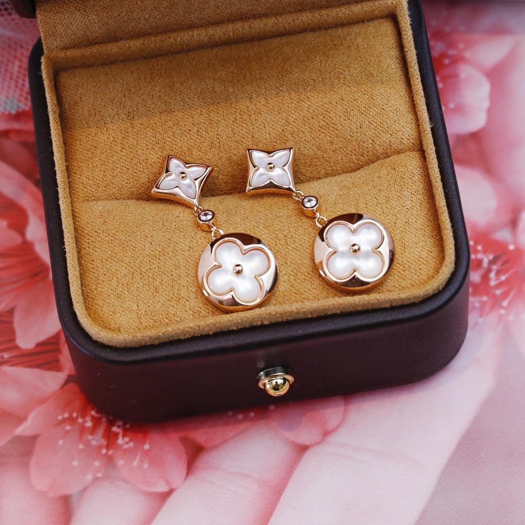 [Polaidi Jewelry]STAR AND SUN PINK GOLD MOP DROP EARRINGS