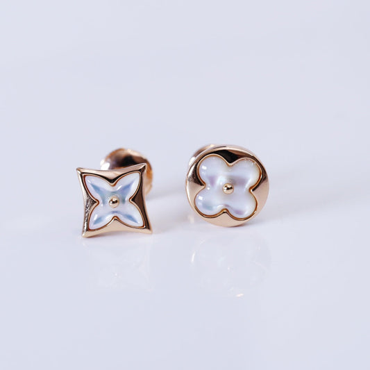 [：Polaidi Jewelry]STAR AND SUN PINK GOLD MOP STUD EARRINGS
