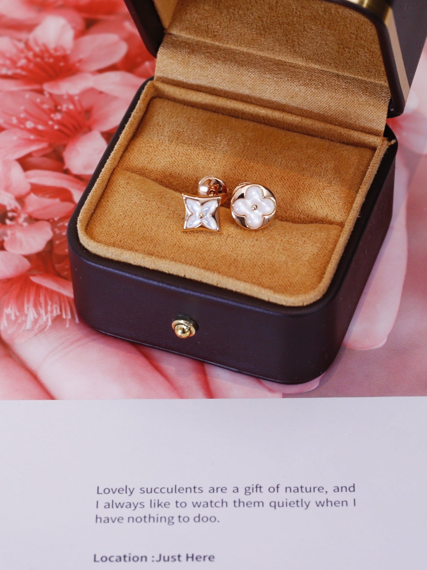 [Polaidi Jewelry]STAR AND SUN PINK GOLD MOP STUD EARRINGS