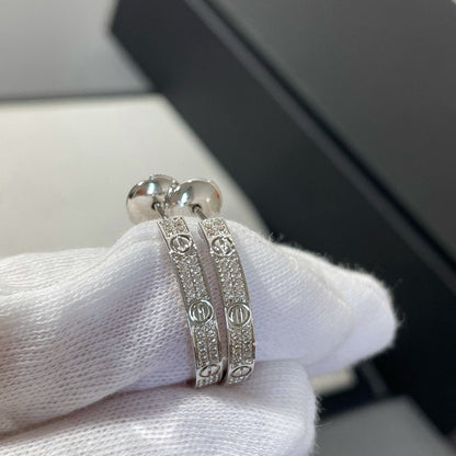 [：Polaidi Jewelry]LOVE DIAMOND SILVER HOOP EARRINGS