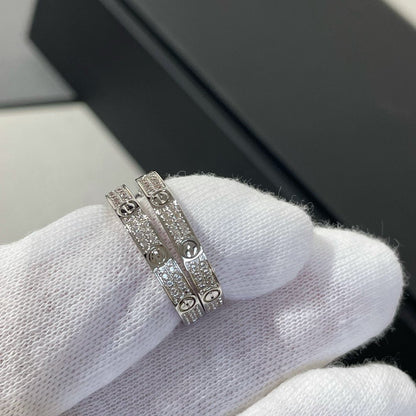 [Polaidi Jewelry]LOVE DIAMOND SILVER HOOP EARRINGS