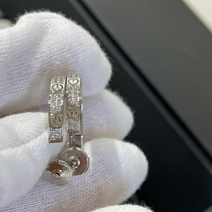 [Polaidi Jewelry]LOVE DIAMOND SILVER HOOP EARRINGS