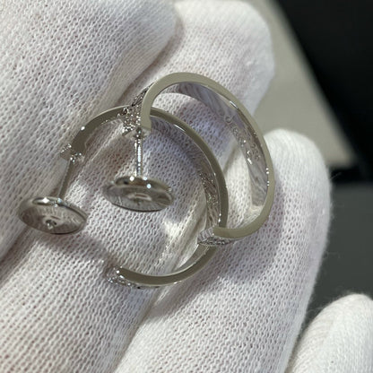 [：Polaidi Jewelry]LOVE DIAMOND SILVER HOOP EARRINGS