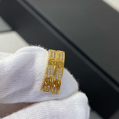 [：Polaidi Jewelry]LOVE DIAMOND GOLD HOOP EARRINGS