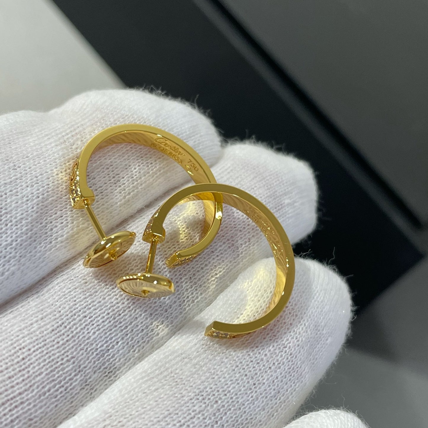 [：Polaidi Jewelry]LOVE DIAMOND GOLD HOOP EARRINGS