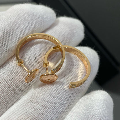 [Polaidi Jewelry]LOVE DIAMOND PINK GOLD HOOP EARRINGS