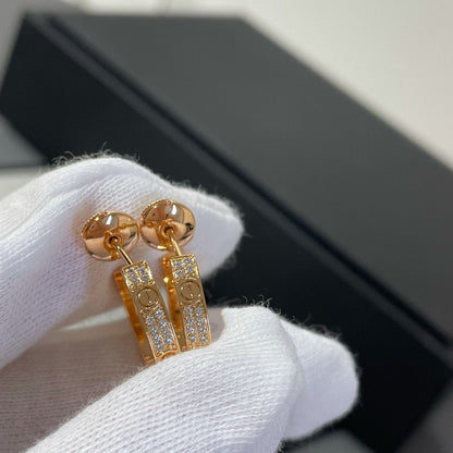 [：Polaidi Jewelry]LOVE DIAMOND PINK GOLD HOOP EARRINGS