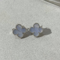 [Polaidi Jewelry ]CLOVER CHALCEDONY SILVER STUD EARRINGS