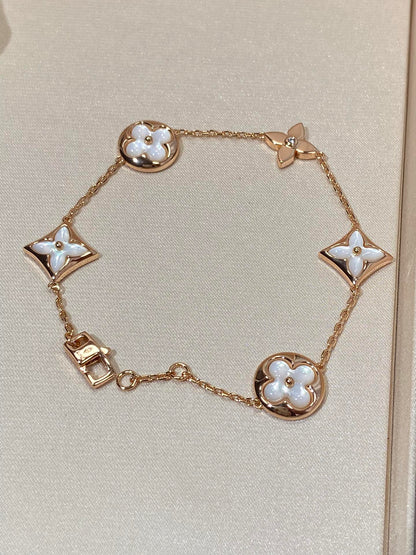 [Polaidi Jewelry]STAR AND SUN 5 MOTIF MOP PINK GOLD BRACELET