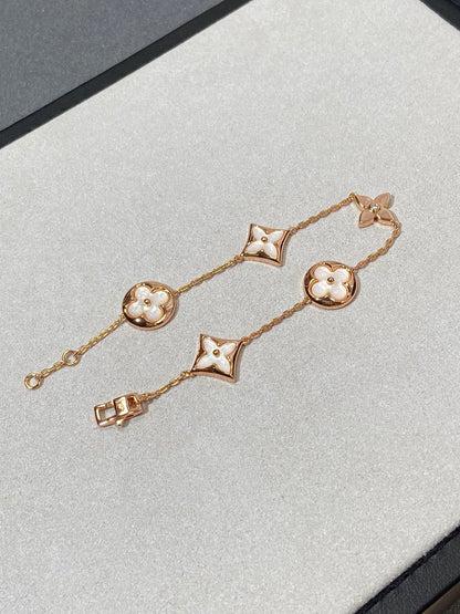 [Polaidi Jewelry]STAR AND SUN 5 MOTIF MOP PINK GOLD BRACELET