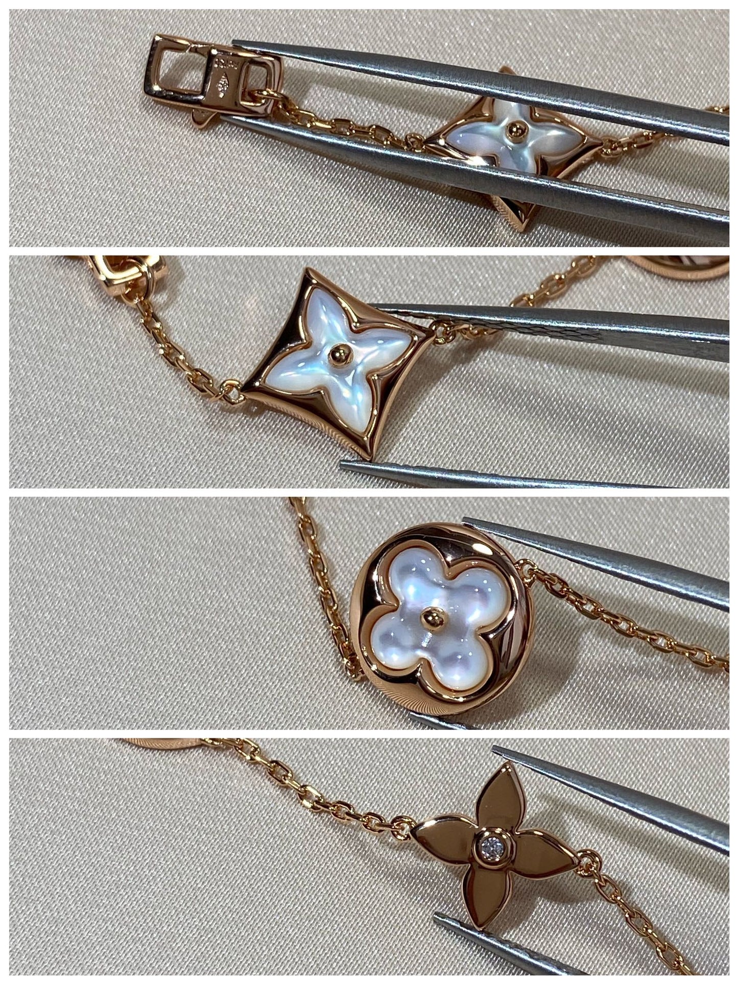 [：Polaidi Jewelry]STAR AND SUN 5 MOTIF MOP PINK GOLD BRACELET