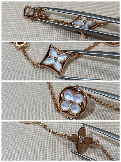 [Polaidi Jewelry]STAR AND SUN 5 MOTIF MOP PINK GOLD BRACELET