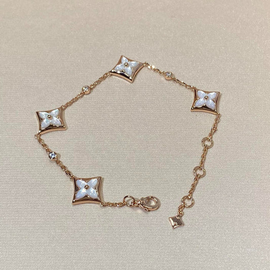 [Polaidi Jewelry]STAR 4 MOTIF MOP DIAMOND PINK GOLD BRACELET