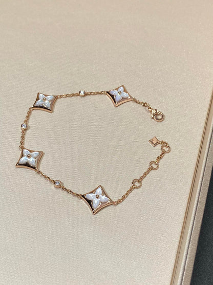 [Polaidi Jewelry]STAR 4 MOTIF MOP DIAMOND PINK GOLD BRACELET