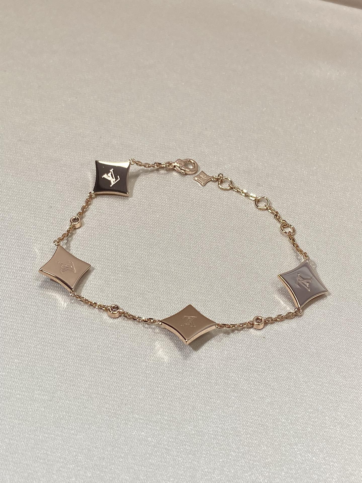 [：Polaidi Jewelry]STAR 4 MOTIF MOP DIAMOND PINK GOLD BRACELET