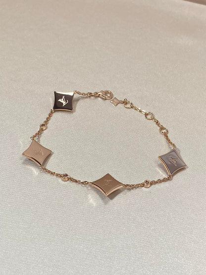 [：Polaidi Jewelry]STAR 4 MOTIF MOP DIAMOND PINK GOLD BRACELET