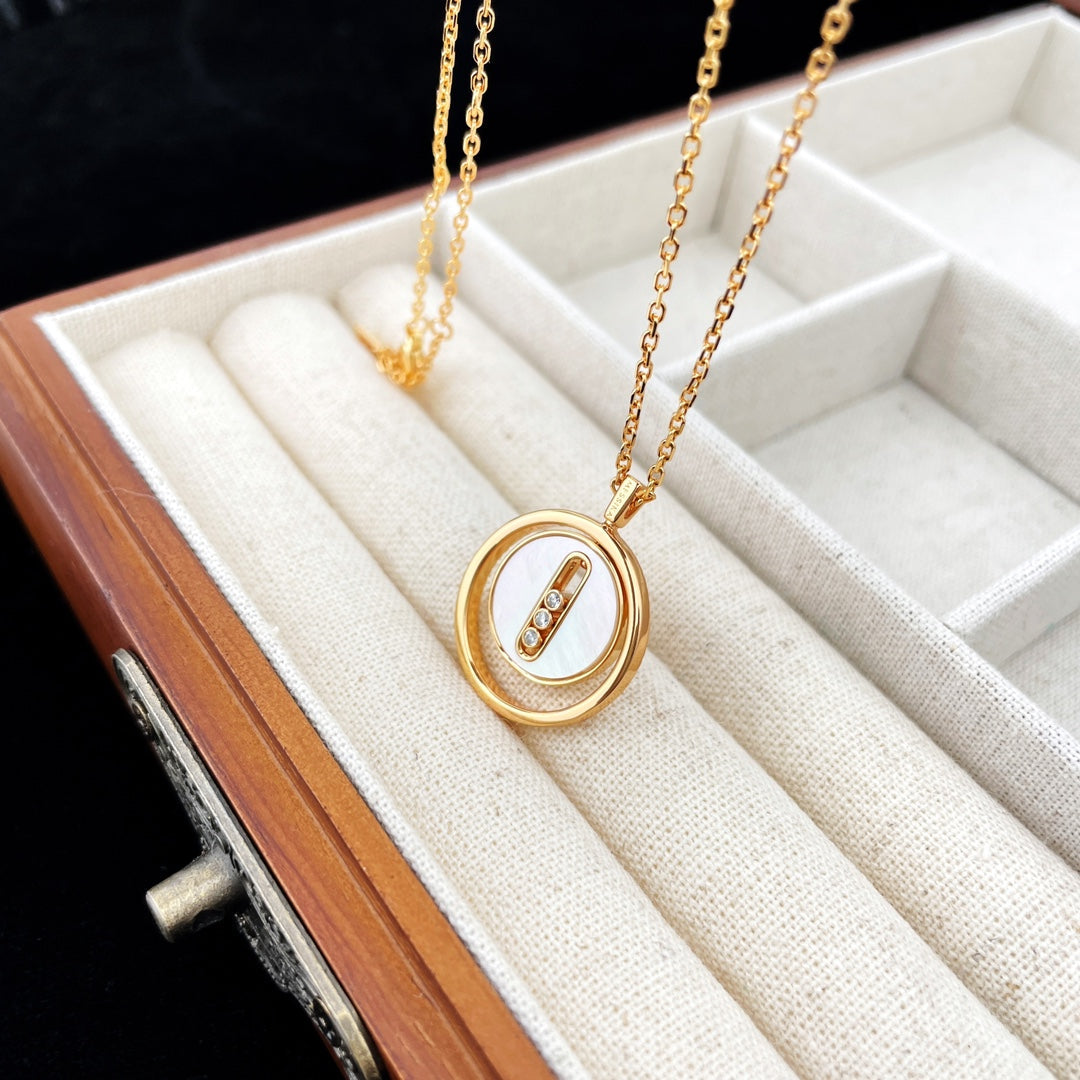 [Polaidi Jewelry]LUCKY MOVE MOP PINK GOLD NECKLACE