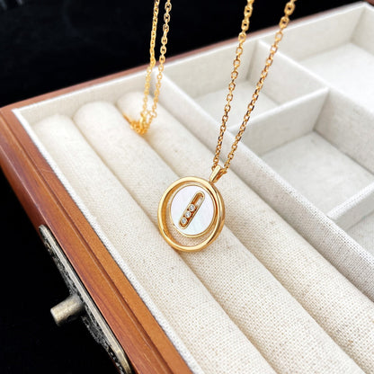 [Polaidi Jewelry]LUCKY MOVE MOP PINK GOLD NECKLACE
