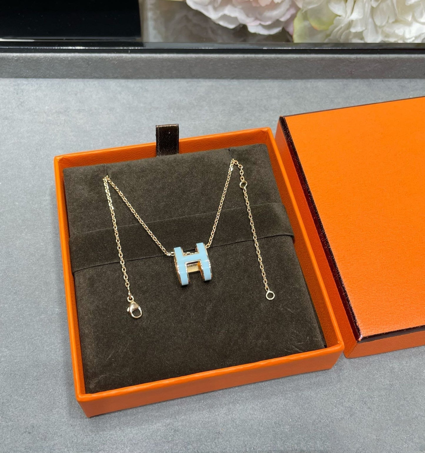 [Polaidi Jewelry]POP H SKY BLUE NECKLACE