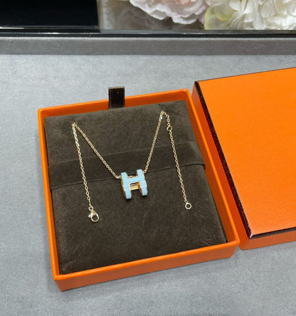 [Polaidi Jewelry]POP H SKY BLUE NECKLACE