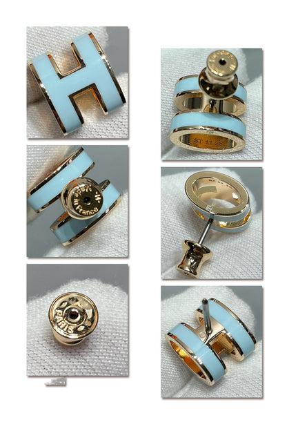 [Polaidi Jewelry]POP H SKY BLUE STUD EARRINGS
