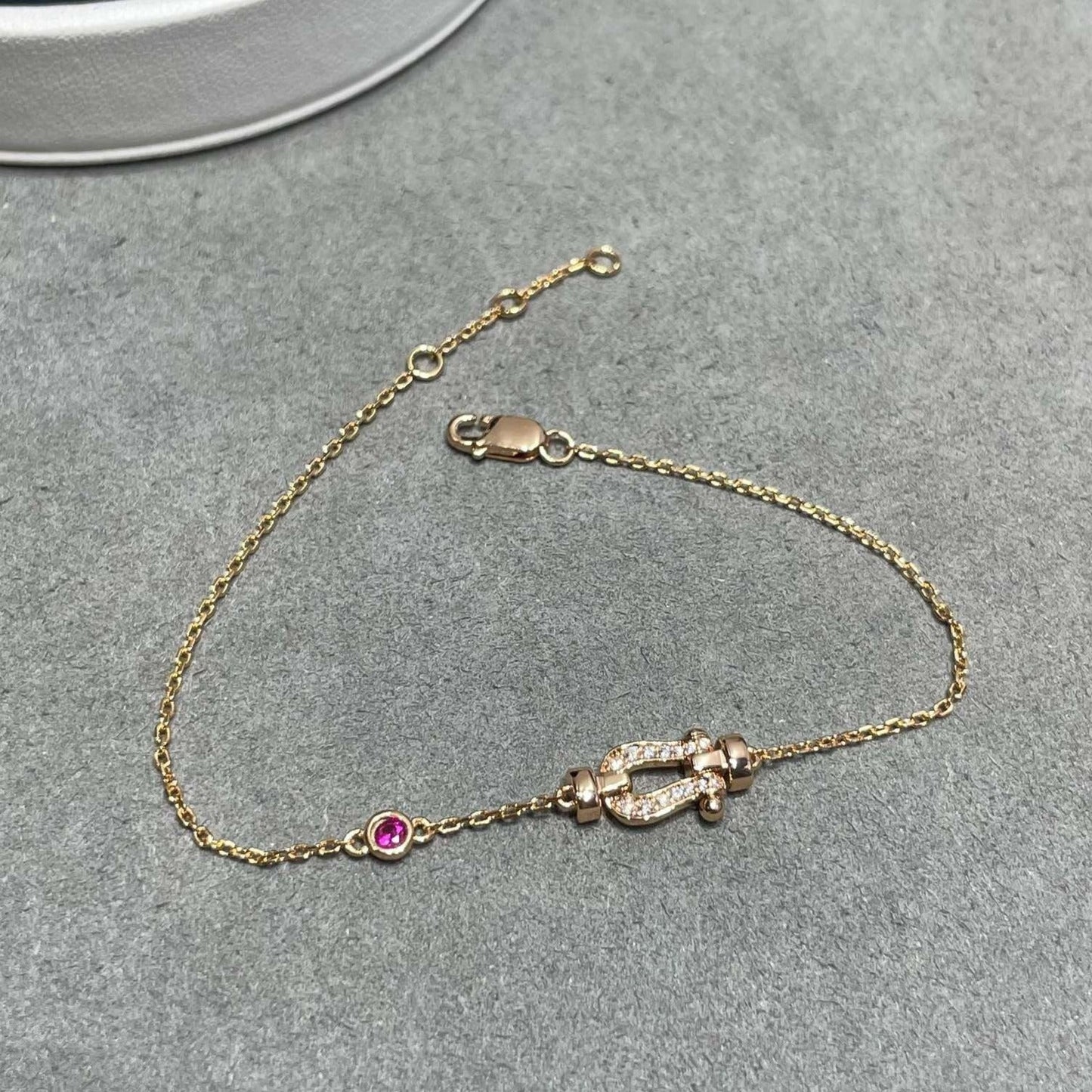 [Polaidi Jewelry]FORCE 10 DIAMOND CHAIN LINK PINK GOLD BRACELET