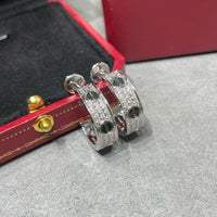 [Polaidi Jewelry ]LOVE CERAMIC DIAMOND PAVED SILVER EARRINGS