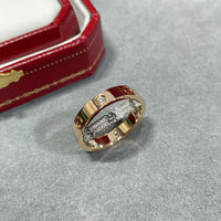 [Polaidi Jewelry ]LOVE PINK GOLD SILVER DIAMOND DOUBLE RING