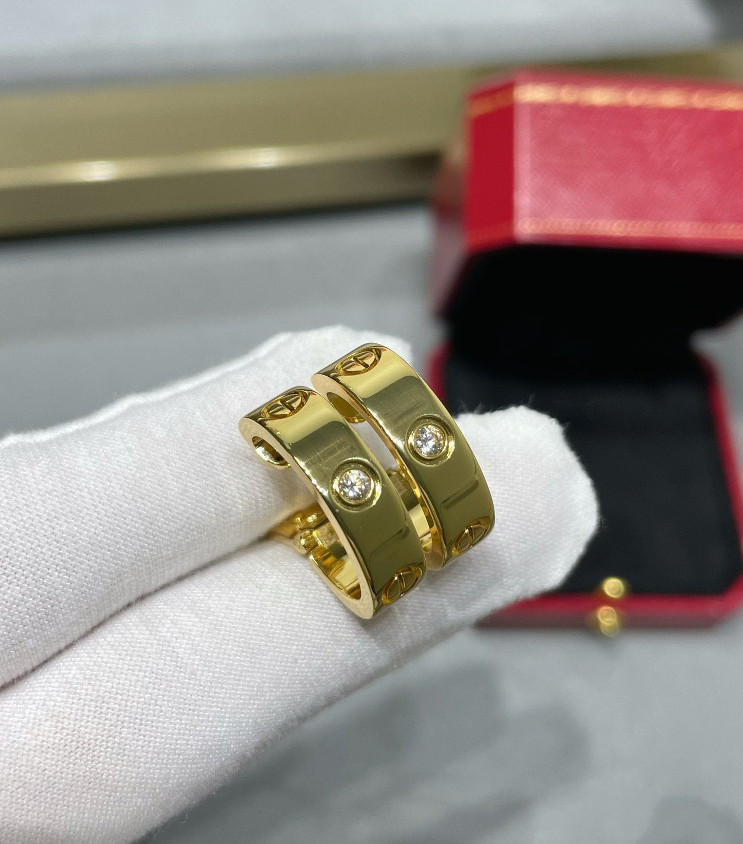 [Polaidi Jewelry]LOVE 5.5MM 1 DIAMOND EARRINGS