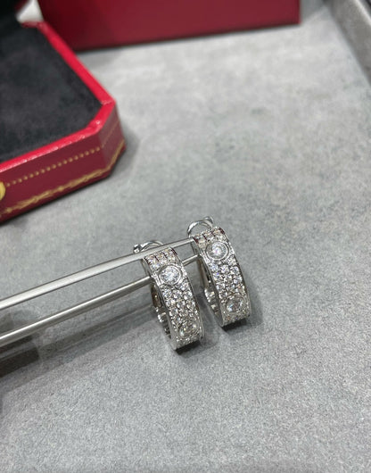 [Polaidi Jewelry]LOVE 5.5MM DIAMOND PAVED EARRINGS