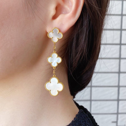 [Polaidi Jewelry]CLOVER MOP 3 MOTIFS GOLD EARRINGS