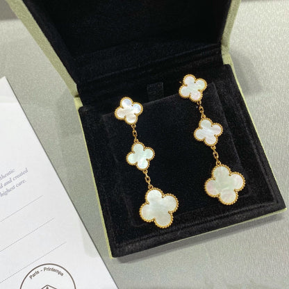 [Polaidi Jewelry]CLOVER MOP 3 MOTIFS GOLD EARRINGS