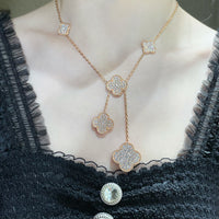 [Polaidi Jewelry ]CLOVER 6 MOTIF DIAMOND PAVED NECKLACE