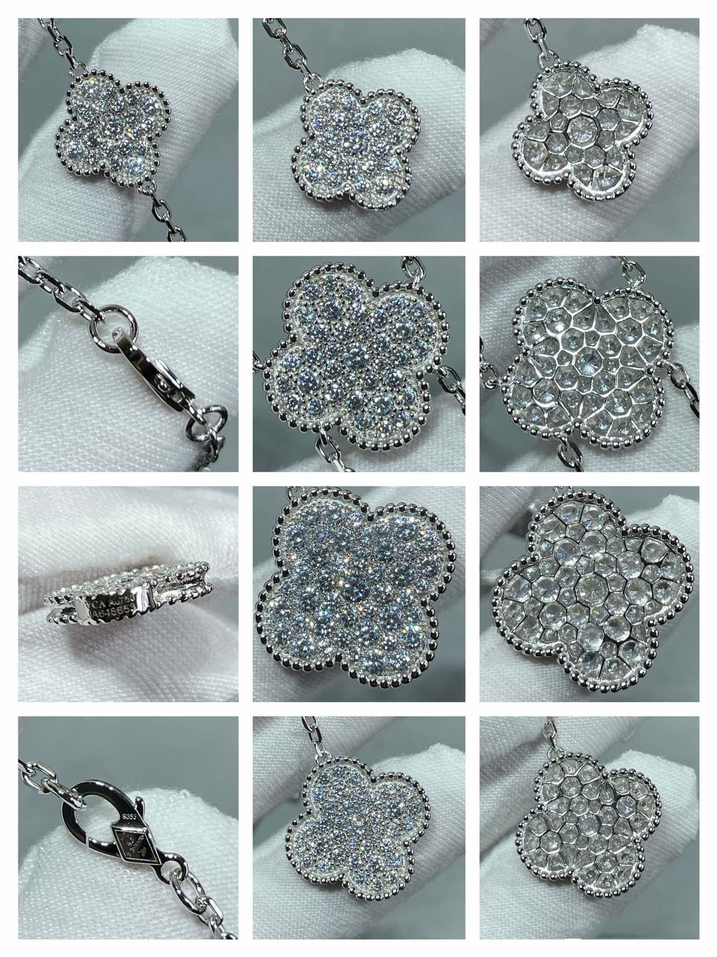 [Polaidi Jewelry]CLOVER 6 MOTIF DIAMOND PAVED NECKLACE
