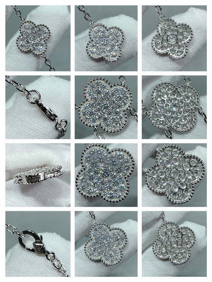 [Polaidi Jewelry]CLOVER 6 MOTIF DIAMOND PAVED NECKLACE