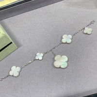 [Polaidi Jewelry ]CLOVER 5 MOTIF WHITE MOP SILVER BRACELET