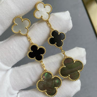 [Polaidi Jewelry ]CLOVER 3 MOTIF MOP ONYX DARK MOP PINK GOLD EARRINGS