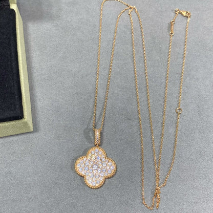 [Polaidi Jewelry]CLOVER 25MM LARGE PEDANT DIAMOND PAVED LONG NECKLACE