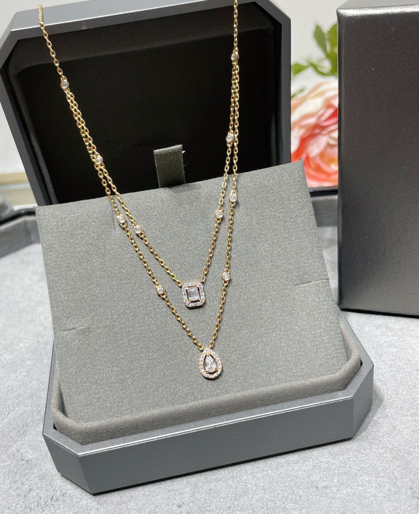 [Polaidi Jewelry]MY TWIN 2 ROW DIAMOND NECKLACE