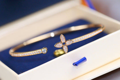 [Polaidi Jewelry]IDYLLE PINK GOLD OPEN BRACELET DIAMOND PAVED