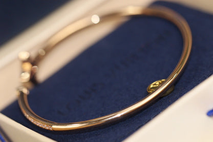 [Polaidi Jewelry]IDYLLE PINK GOLD OPEN BRACELET DIAMOND PAVED