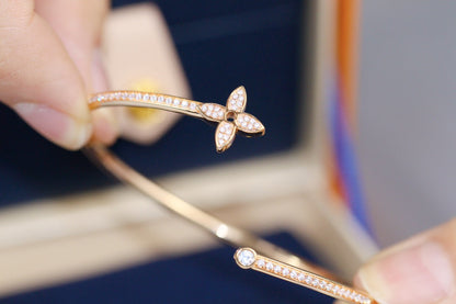 [Polaidi Jewelry]IDYLLE PINK GOLD OPEN BRACELET DIAMOND PAVED