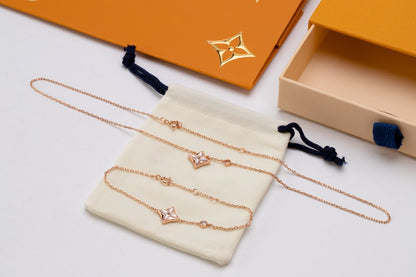 [Polaidi Jewelry]STAR PINK MOP 1 DIAMOND PINK GOLD NECKLACE
