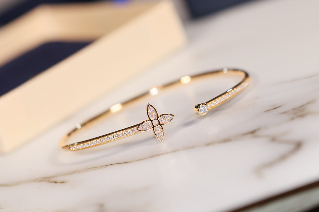 [：Polaidi Jewelry]IDYLLE GOLD OPEN BRACELET DIAMOND PAVED
