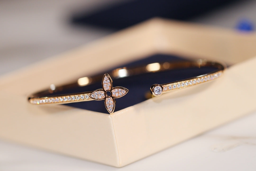 [Polaidi Jewelry]IDYLLE GOLD OPEN BRACELET DIAMOND PAVED