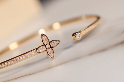[Polaidi Jewelry]IDYLLE GOLD OPEN BRACELET DIAMOND PAVED