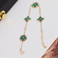 [Polaidi Jewelry ]STAR AND SUN 4 MOTIF PINK GOLD MALACHITE BRACELET