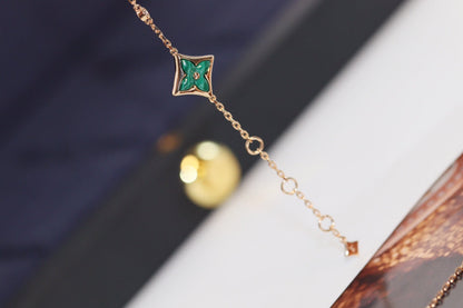 [Polaidi Jewelry]STAR AND SUN 4 MOTIF PINK GOLD MALACHITE BRACELET